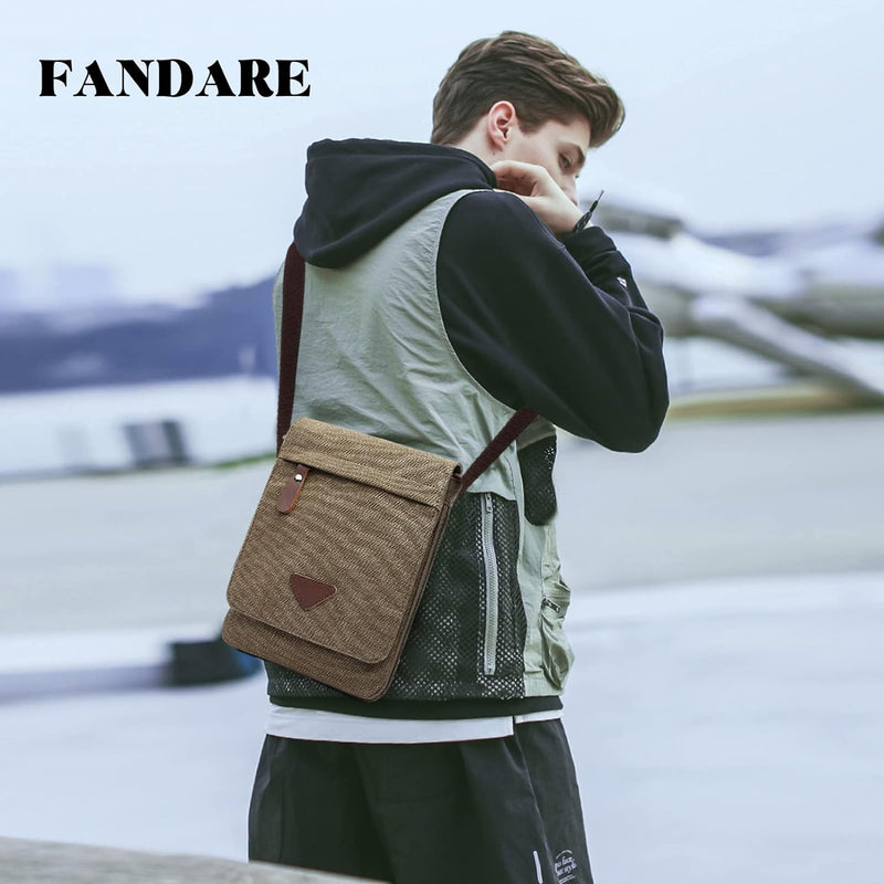 FANDARE Retro Umhängetasche Herren Segeltuch Arbeitstasche Damen Messenger Bag Schultertasche Herren