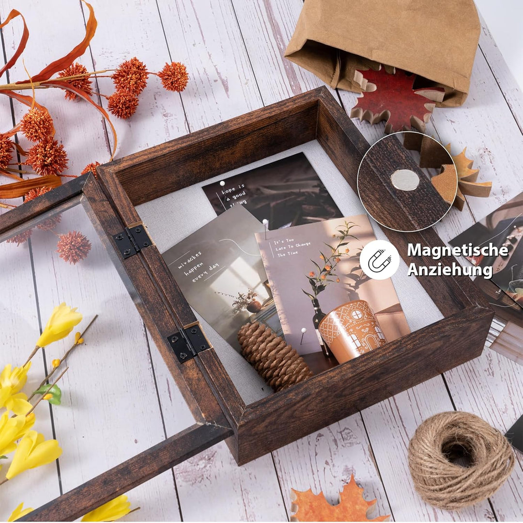 Muzilife 3D Holz Bilderrahmen mit Öffnung zum Befüllen 28x37cm Objektrahmen mit Stecknadeln und Dübe