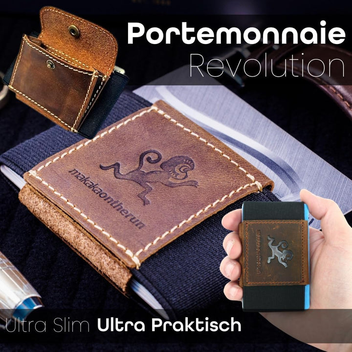 MakakaOnTheRun Slim Wallet Kartenetui Herren mit Münzfach, Kreditkartenetui für Herren - Geldbörsen,