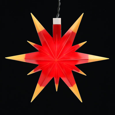 Dekohelden24 3er Set Weihnachtssterne aus Kunststoff in rot/gelb, inkl. LED Beleuchtung und 6h Timer