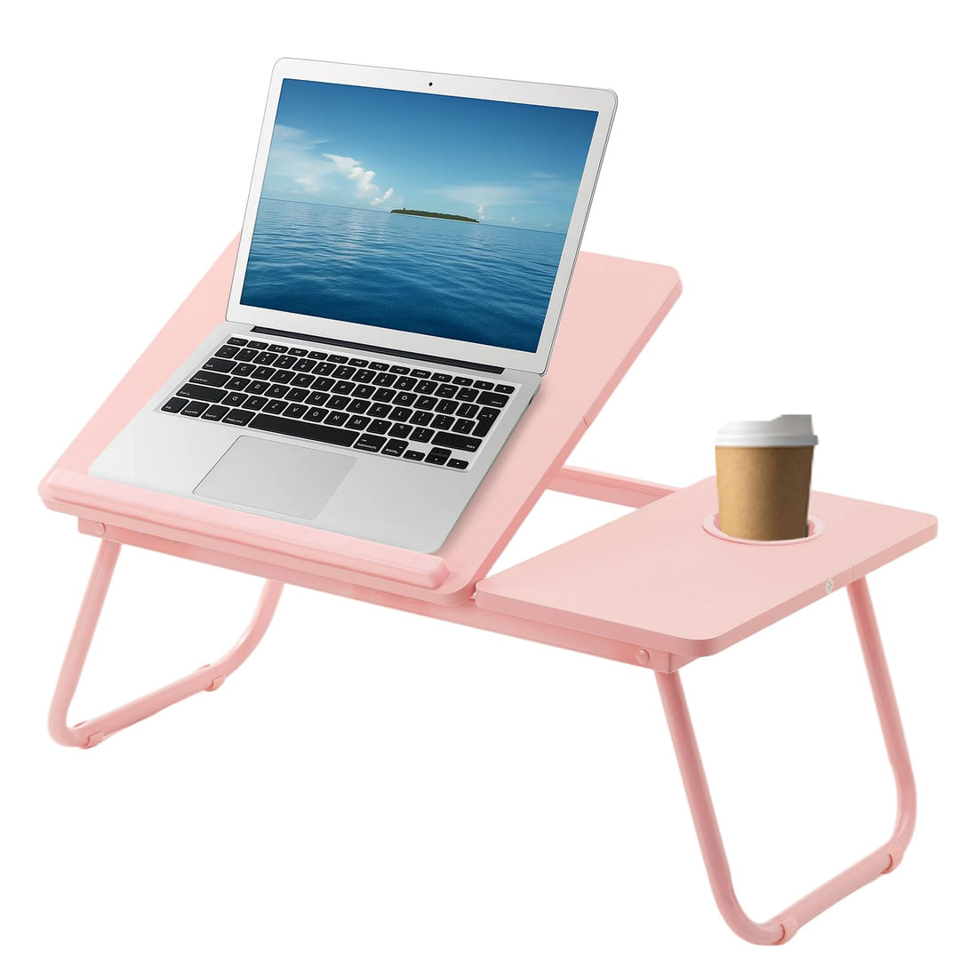 Klappbarer Laptoptisch Höhenverstellbar Lapdesk Notebooktisch mit Neigung Getränkehalter Laptop Tisc