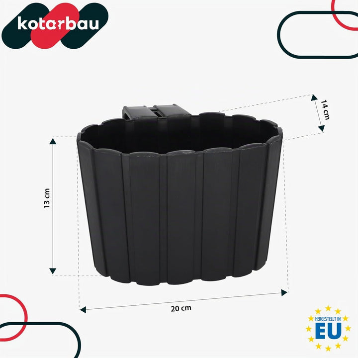 KOTARBAU® 4er Set Blumentopf Hängend - Pflanzkübel - 20 x 14 cm H: 13 cm Anthrazit - Übertopf Kunsts