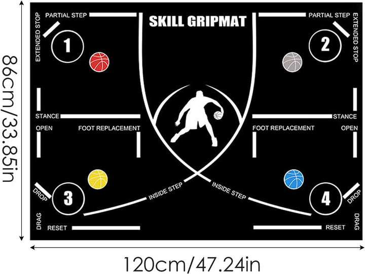Basketball Trainingsmatte - 120 X 86 Cm Rutschfeste Gummibasketballpads Für Training, Dribbelkontrol