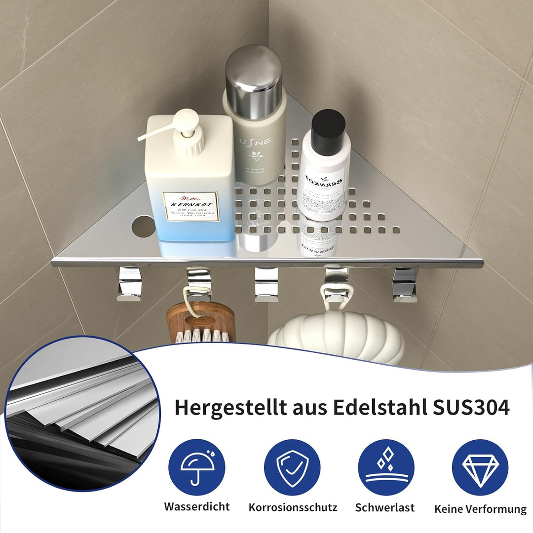 Eck-Duschregal aus 304-Edelstahl, 25,4 cm Eckregal für die Dusche | Duschablage Ecke für Badrenovier