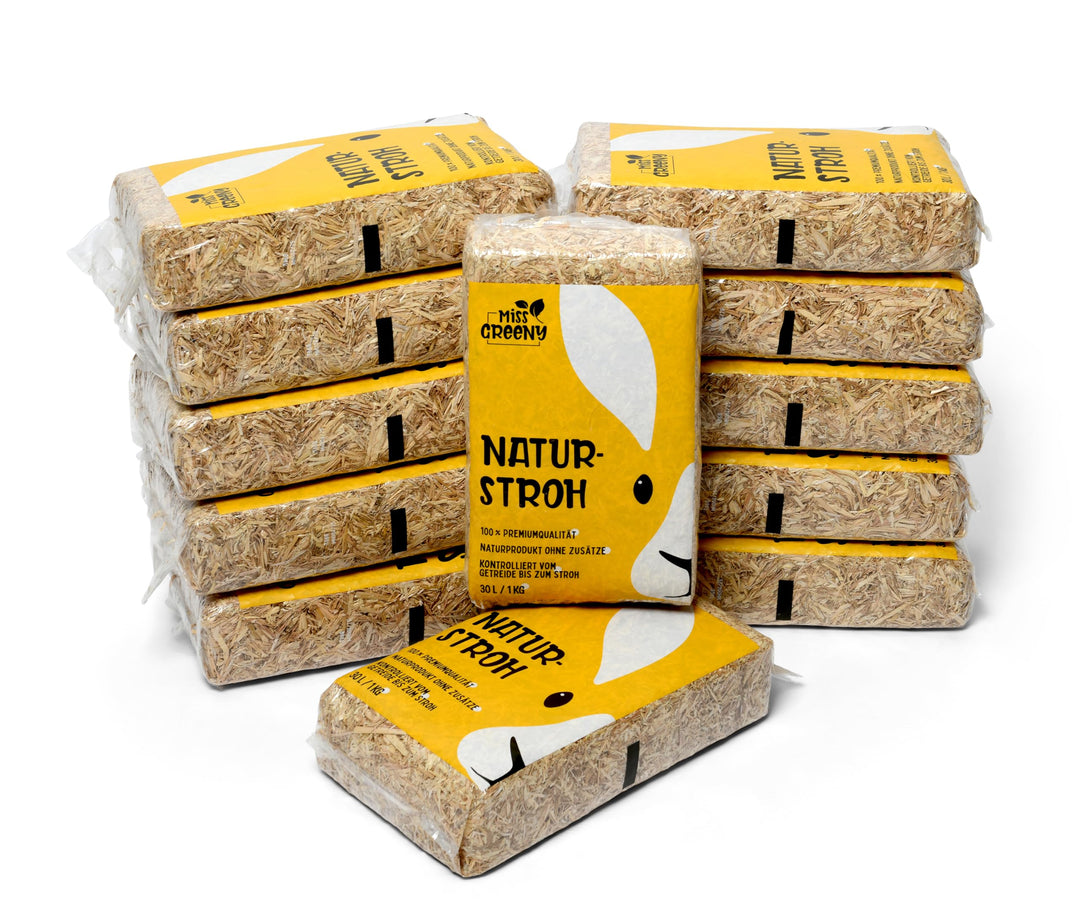 Miss Greeny - 12kg natürliches Getreide-Stroh - in Handlichen 1kg Beuteln, 12KG