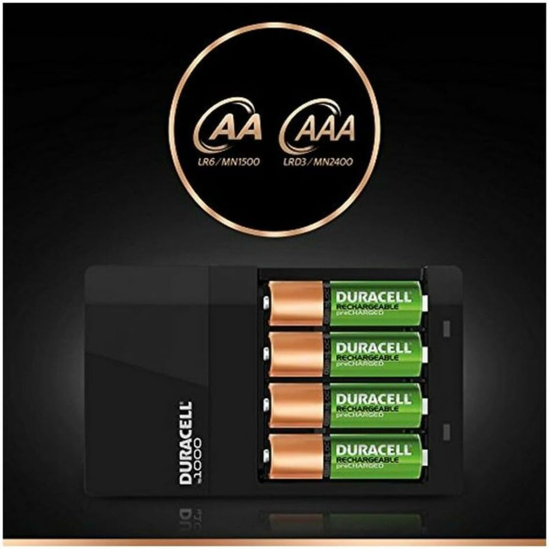 Duracell Ladegerät für NiMH Akkus inkl. 2 x AA (1300mAh) und 2 x AAA (750mAh)
