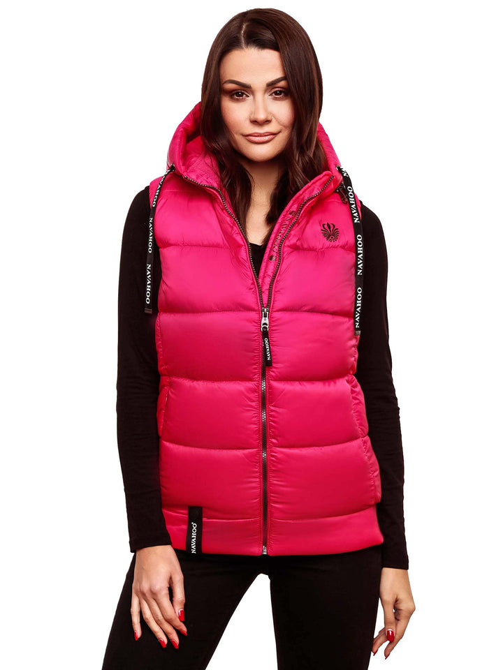 Navahoo Damen Steppweste leichte Outdoor-Weste Übergangsjacke mit Kapuze Kassidy XS-3XL XS Rosa, XS