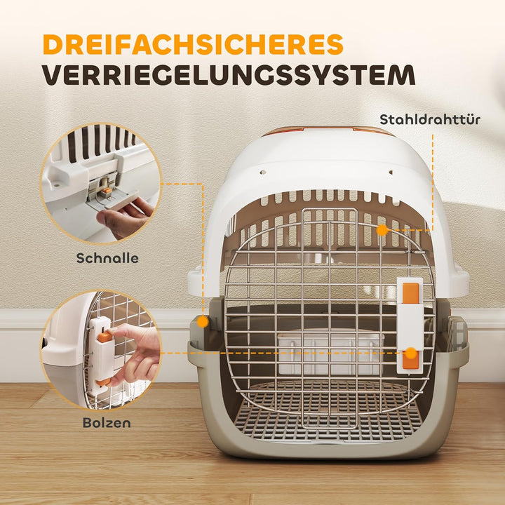 PawHut Transportbox Hundetransportbox für Katze Miniaturhunde bis 4kg 49x32x31cm Hundebox mit Dachöf