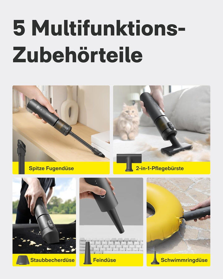 HOTO Handstaubsauger Auto, 4-in-1-Akku-Staubstaubsauger mit 20000Pa Starker Saugkraft, Elektrischer