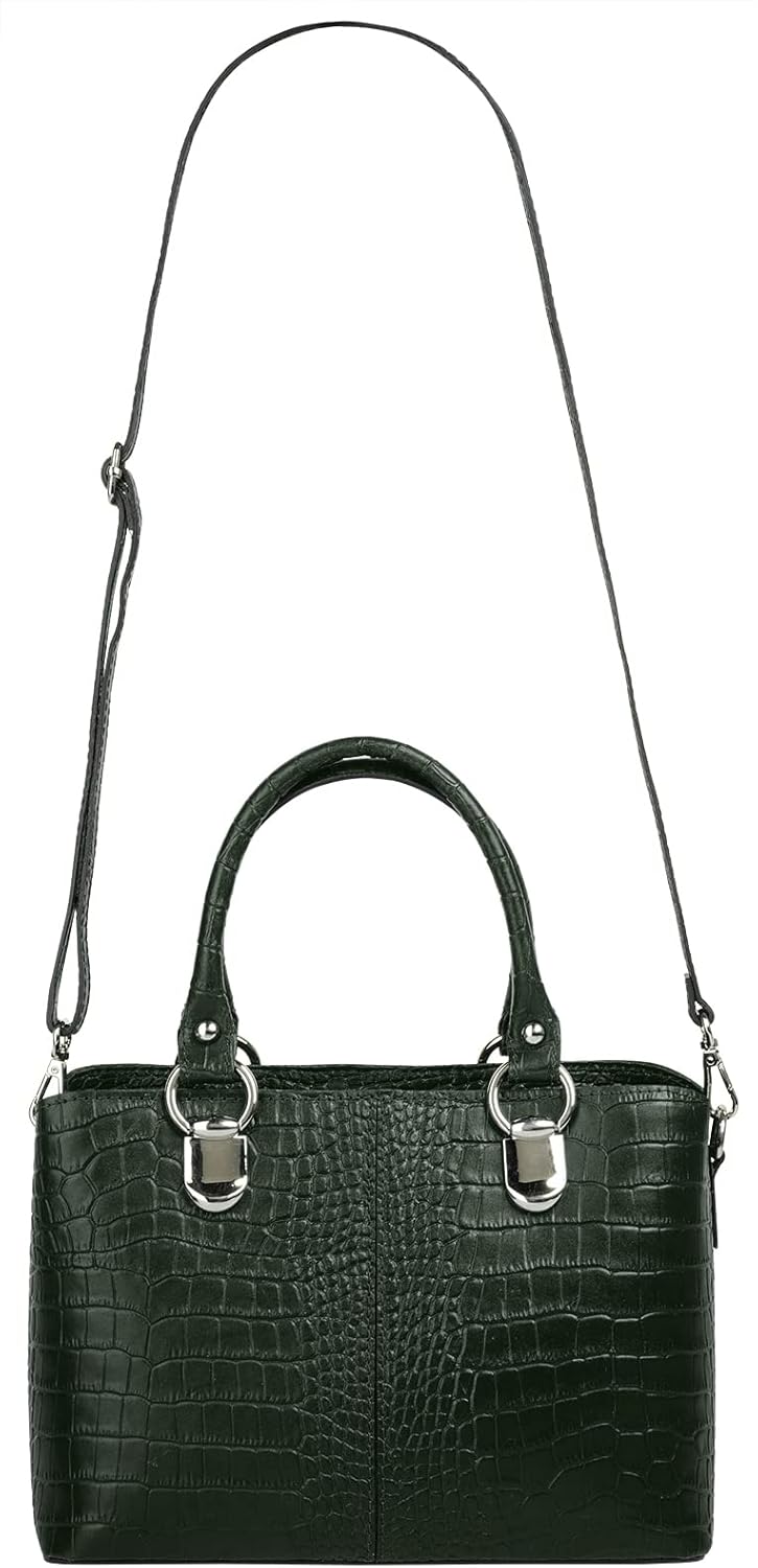 Cluty Umhängetasche echt Leder Damen - 021374 Dunkelgrün, Dunkelgrün