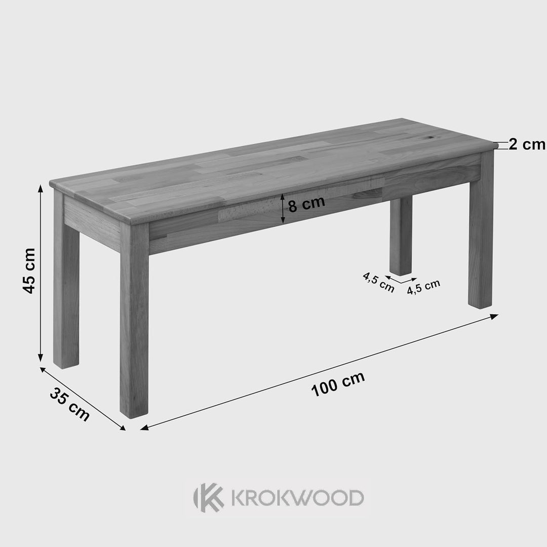 Krok Wood Sitzbank Tomas aus Massivholz (Buche, 100 x 35 x 45 cm) Buchenholz 100 x 35 x 45 cm, Buche