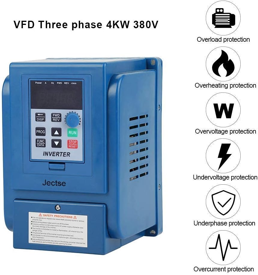 Frequenzumrichter，Jectse 380VAC 4kW 3-phasige PWM-Steuerung Wechselstrom VFD-Wechselrichter VFD Inve