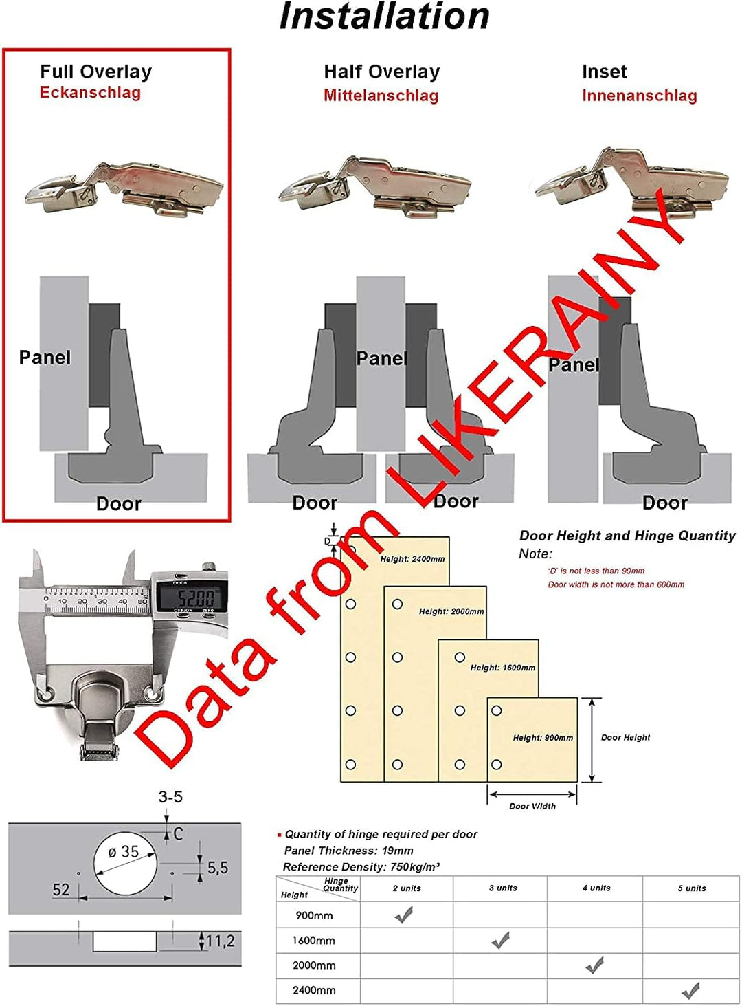 Hettich Sensys 8645i TH52 110° Eckanschlag Scharnier mit Integrierter Dämpfung Soft Close Automatiks