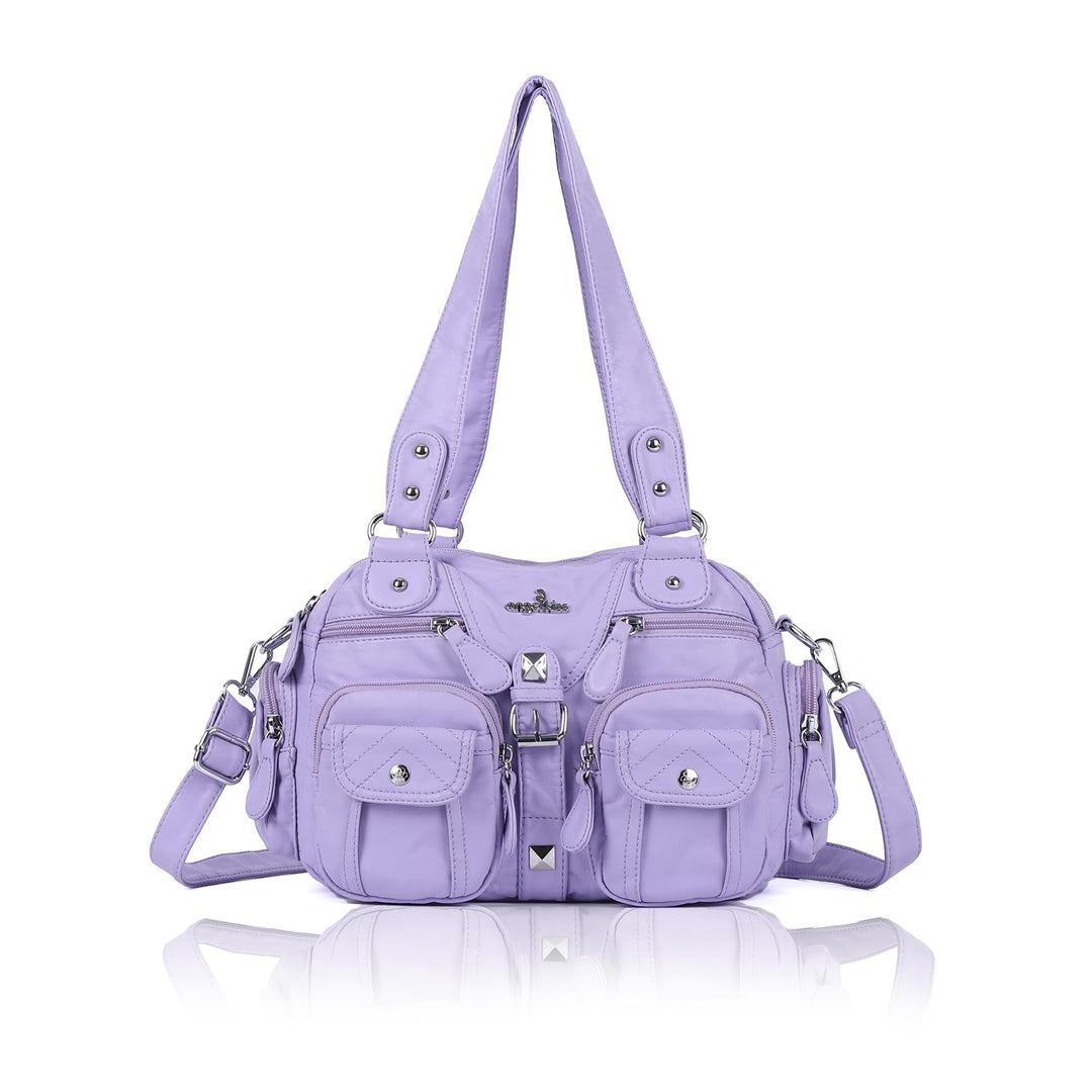 Angel Kiss Damen Handtasche 2 Hauptfächer Multifunktionale Handtasche Weich PU Leder Tasche mit Reis