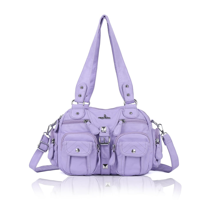 Angel Kiss Damen Handtasche 2 Hauptfächer Multifunktionale Handtasche Weich PU Leder Tasche mit Reis