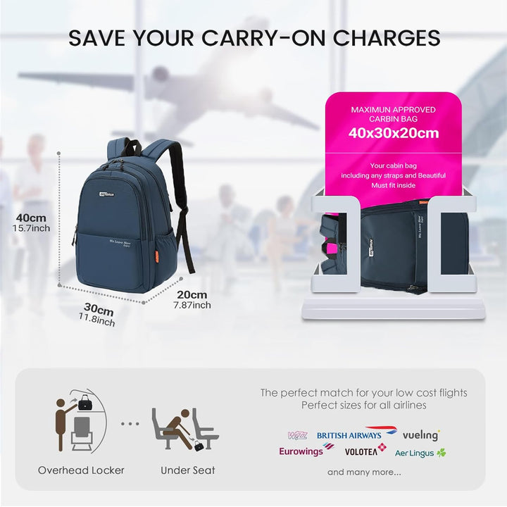 palamea Handgepäck Rucksack 40x20x30 für Wizzair Klein Reiserucksack für Flugzeug Unter Sitzplatz Ta