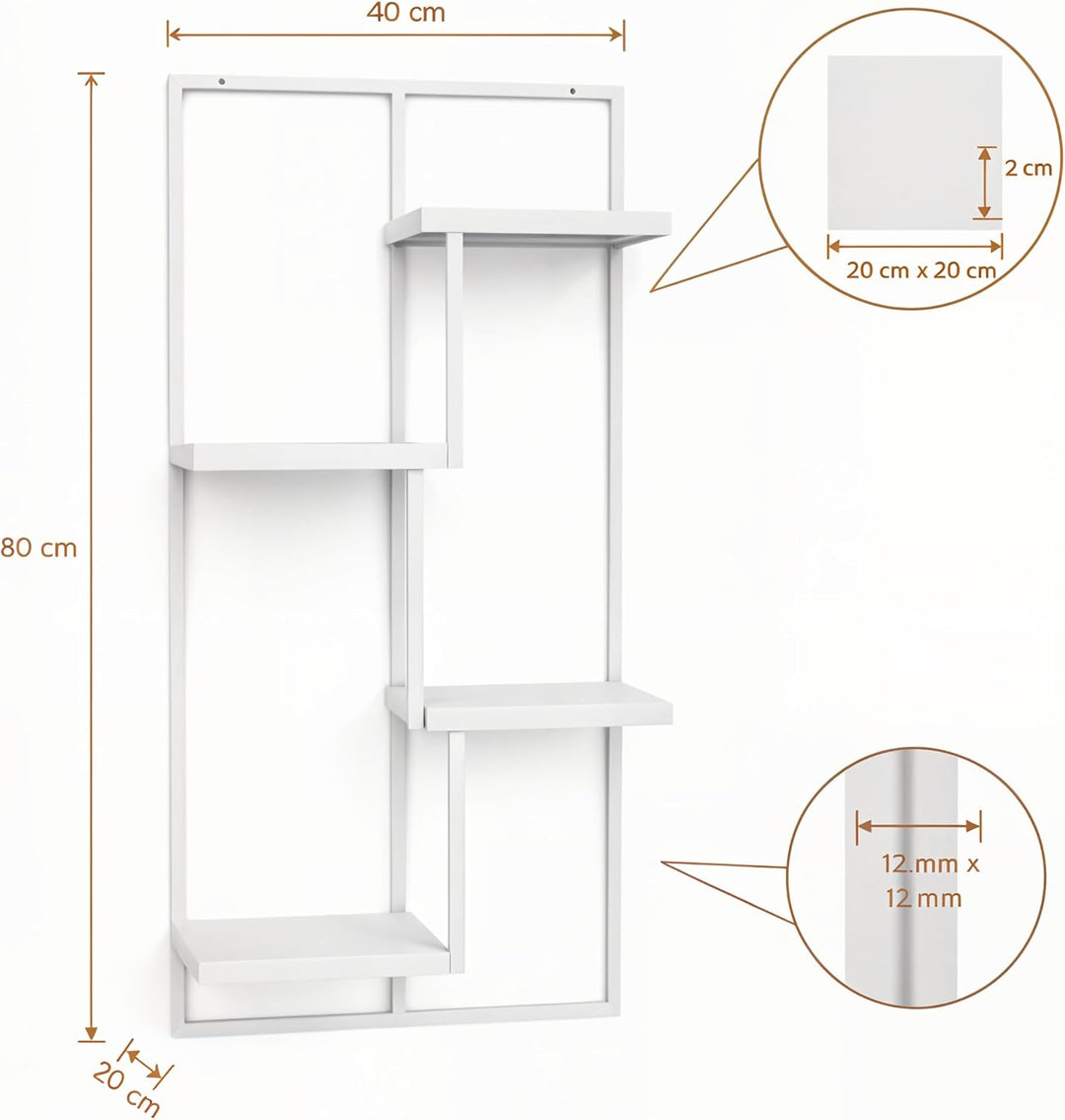 Pflanzregal Wand - Blumenhalter Hängend - RIPIANI Metal Moderne Wand Deko (Weiss, 38x20x80) Weiss 38