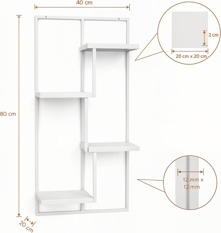 Pflanzregal Wand - Blumenhalter Hängend - RIPIANI Metal Moderne Wand Deko (Weiss, 38x20x80) Weiss 38