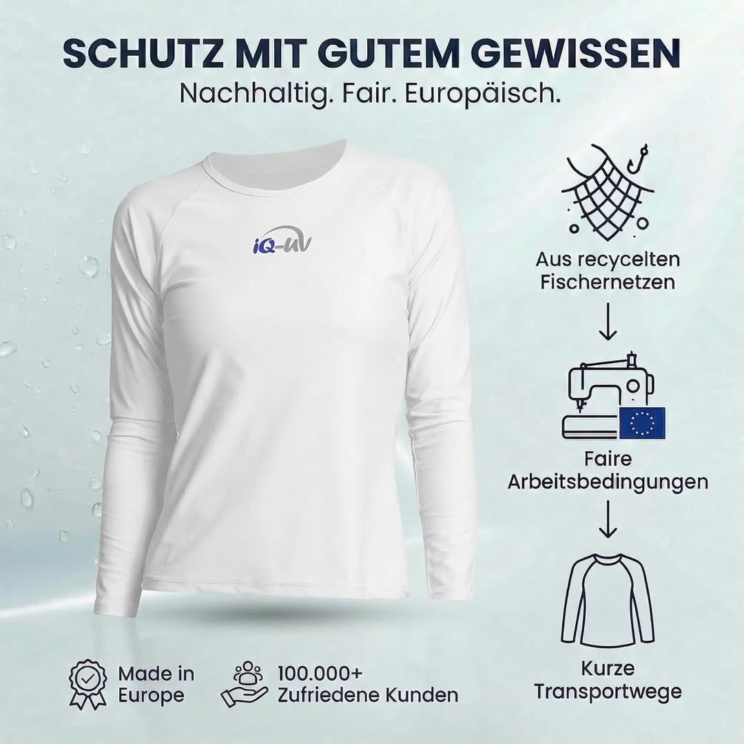 iQ-UV Sportshirt Damen Langarm – Elastisches UV Shirt für Damen für Wasser & Sport – Rash Guard mit