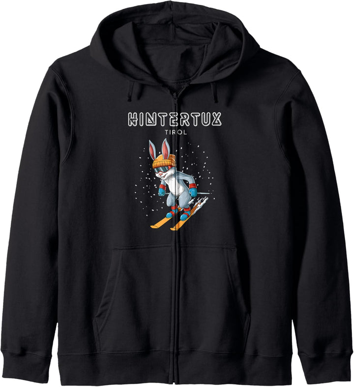 Hintertux Tirol Österreich Retro Ski Hase Kapuzenjacke