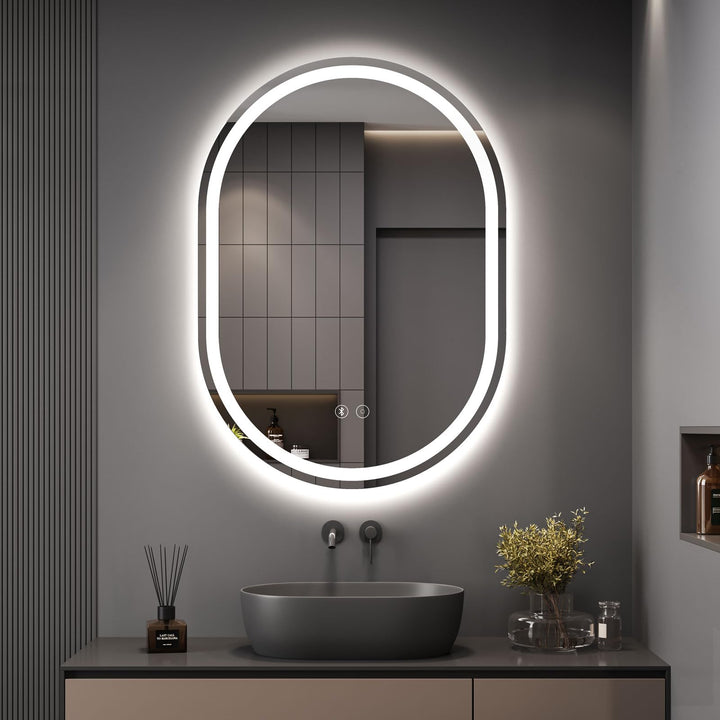 Dripex Badspiegel mit Beleuchtung Led Spiegel mit Bluetooth-Lautsprecher und Touch-Schalter, Dimmbar