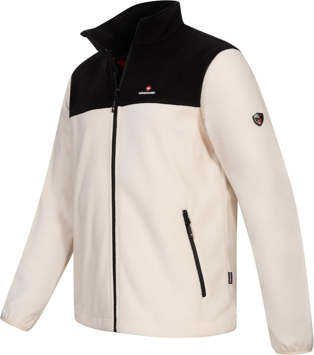 Höhenhorn Badus Herren Fleece Jacke Microfleece Full Zip Troyer Outdoor Wander Trekking S Beige/Schw