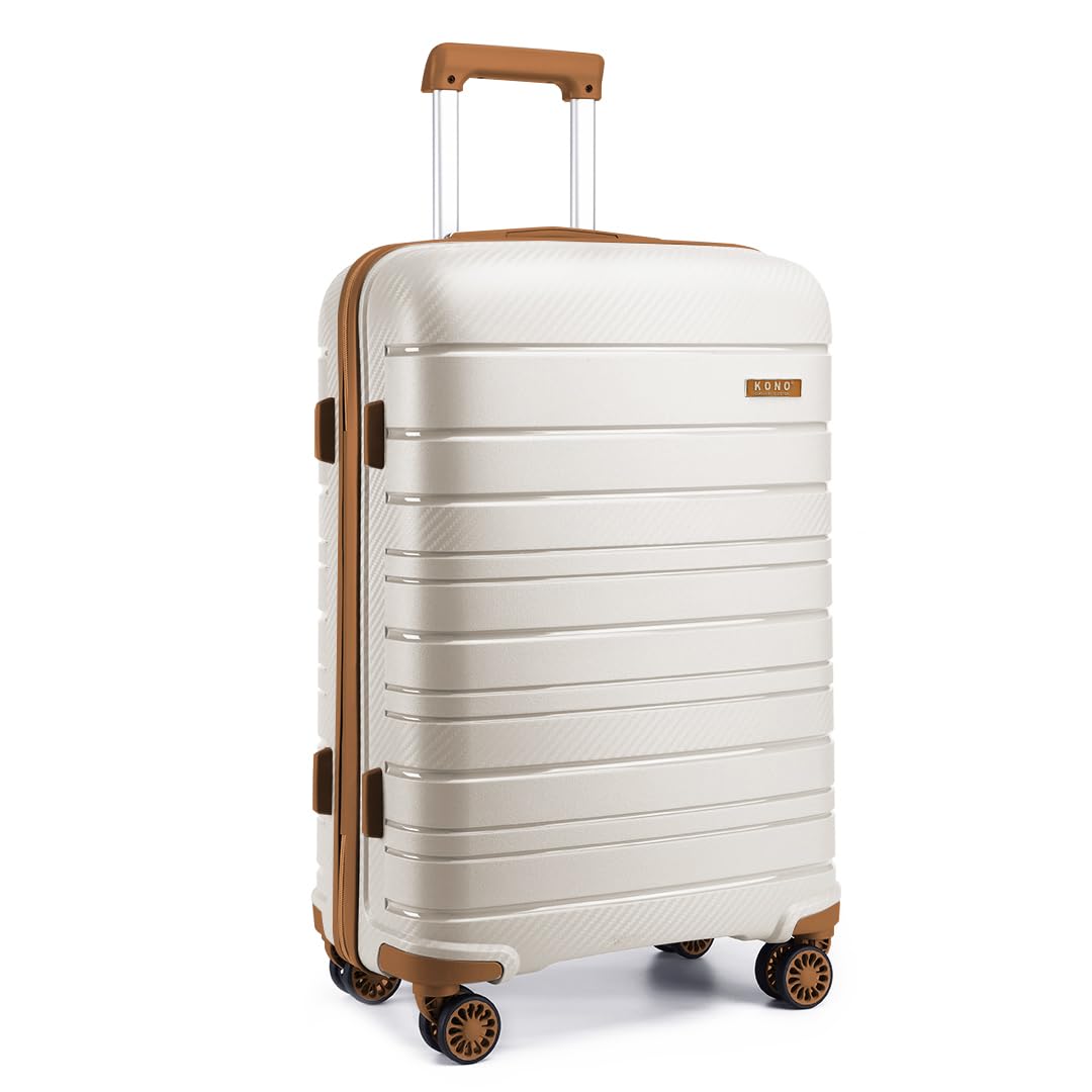 KONO Hartschalenkoffer, mit TSA-Schloss und 4 Spinner-Rädern, Gepäck-Sets mit Spinner-Rädern, Cremew