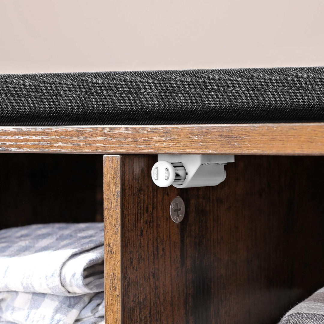 VASAGLE Schuhbank, Aufbewahrungsschrank, Schuhregal mit 9 offenen Fächern und einem Schrank, mit Pol