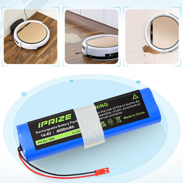 iPrize 14.4V 4000mAh Ersatzakku für iLife V3s Pro, V50, V5s Pro, V8s, X750, 14.4V