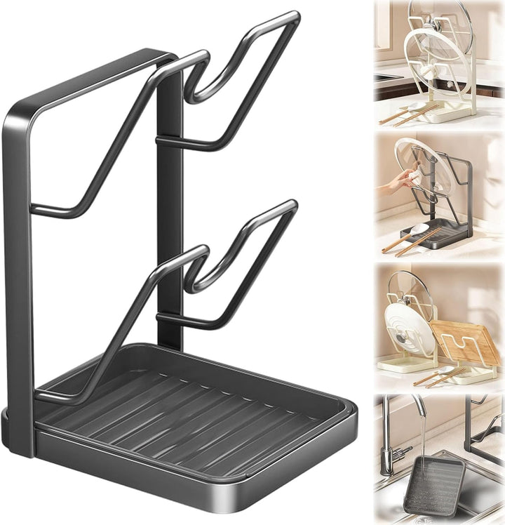 FARYODI Topfdeckel Organizer, Deckelhalter, Topfdeckelhalter mit Abnehmbarer Tropfschale, Platzspare
