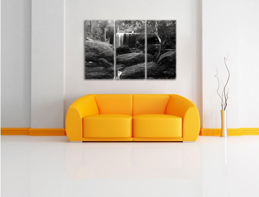 Pixxprint Regenwald in Thailand / 3-Teilig/Gesamtmass 120cm Leinwandbild bespannt auf Holzrahmen/Wan