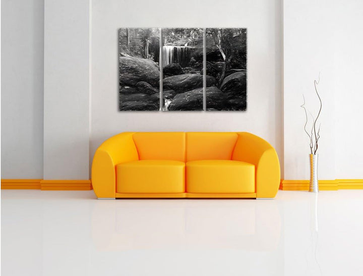 Pixxprint Regenwald in Thailand / 3-Teilig/Gesamtmass 120cm Leinwandbild bespannt auf Holzrahmen/Wan