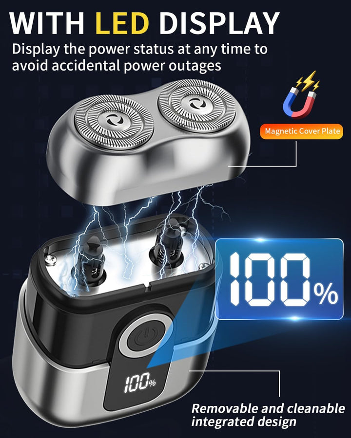 Mit LED -Anzeige Mini Rasierer Herren, IPX6 Wasserdicht Mini Rasierer, Bringen Sie Einen Ersatzwerkz