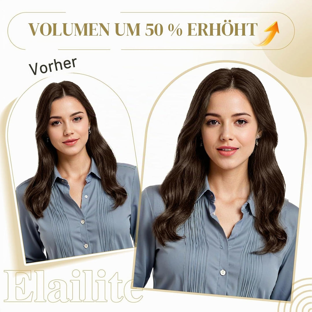 Elailite Extensions Echthaar Clip in 8 Tressen Glatt #4 Mittel braun, Haarverlängerung Real Human Ha