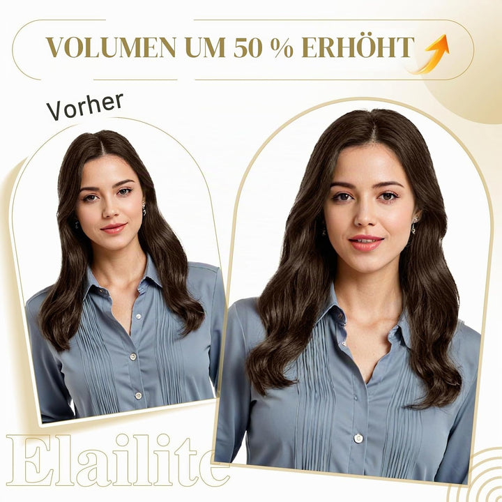 Elailite Extensions Echthaar Clip in 8 Tressen Glatt #4 Mittel braun, Haarverlängerung Real Human Ha