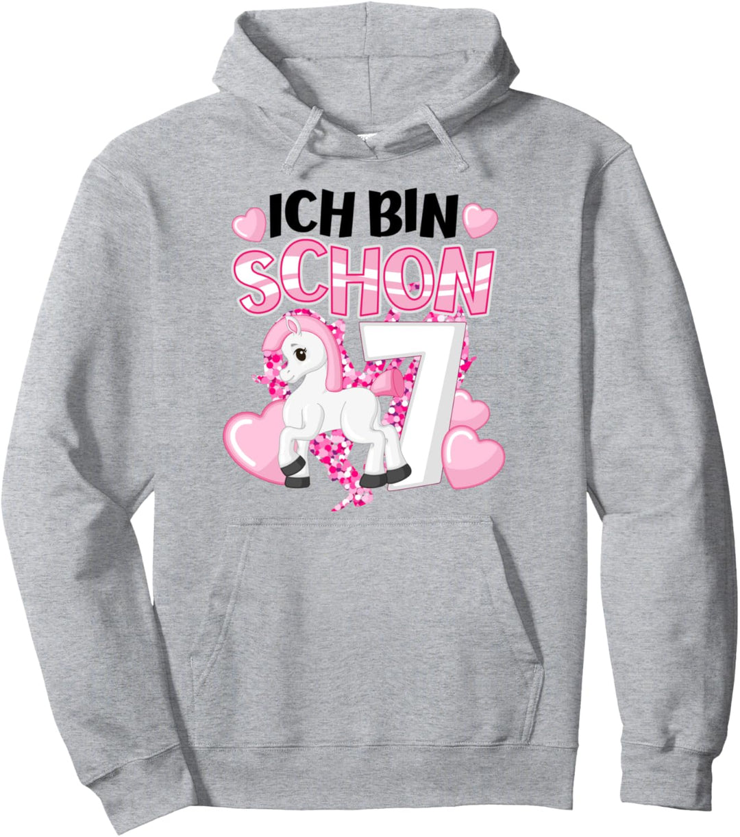 7. Geburtstag Mädchen Reiterin Tochter 7 Jahre Alt Pferde Pullover Hoodie