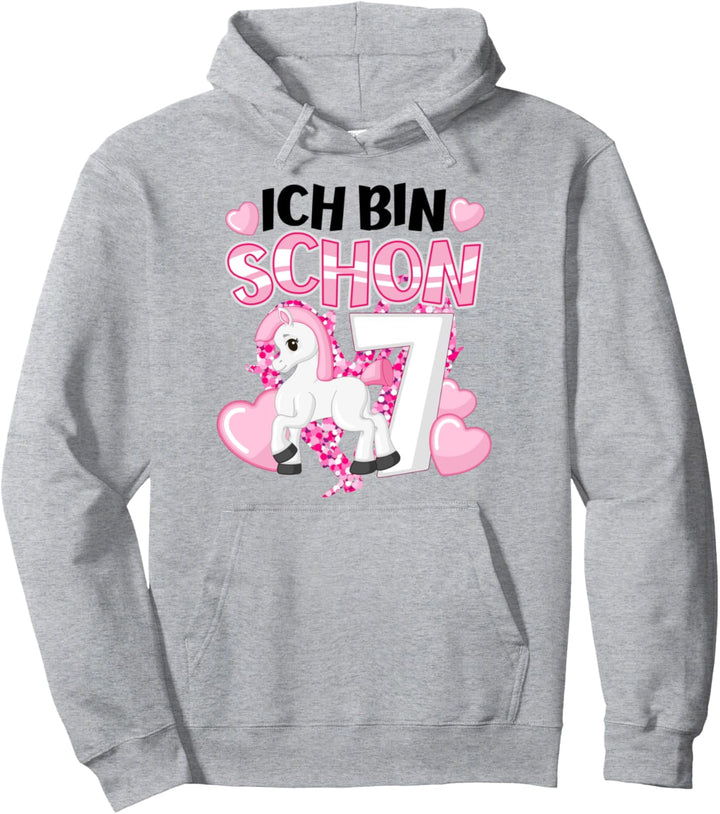 7. Geburtstag Mädchen Reiterin Tochter 7 Jahre Alt Pferde Pullover Hoodie