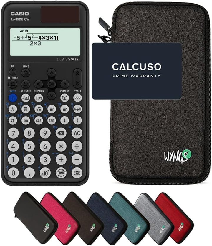 CALCUSO Sparpaket: Casio FX-85DE CW ClassWiz technisch-wissenschaftlicher Schulrechner + WYNGS Schut