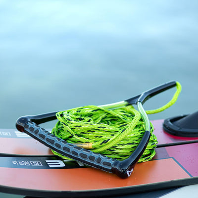 Mesle Wasserski und Wakeboard-Leine Ergo, Länge 23m Zug-Seil mit Hantel Griff lime, lime
