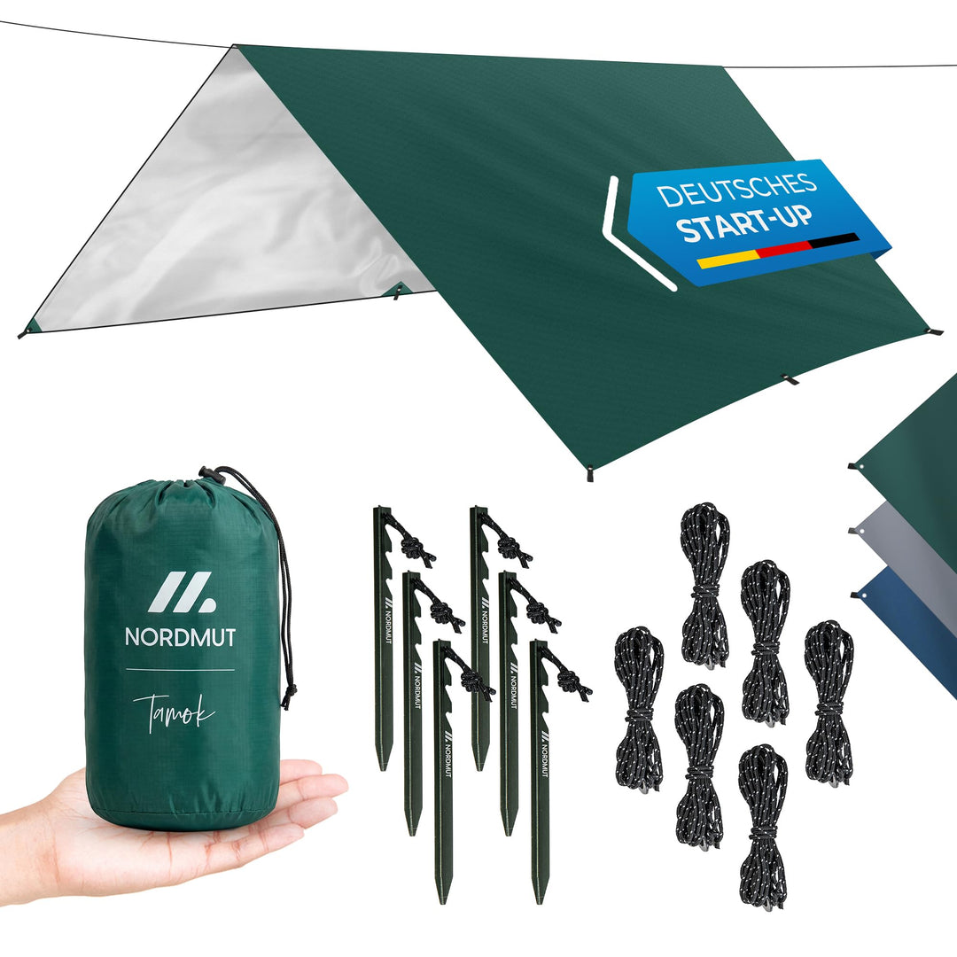 NORDMUT® Tarp 3x3/4m wasserdicht für optimalen Regen- und Sonnenschutz – Robuste Zeltplane kleines P