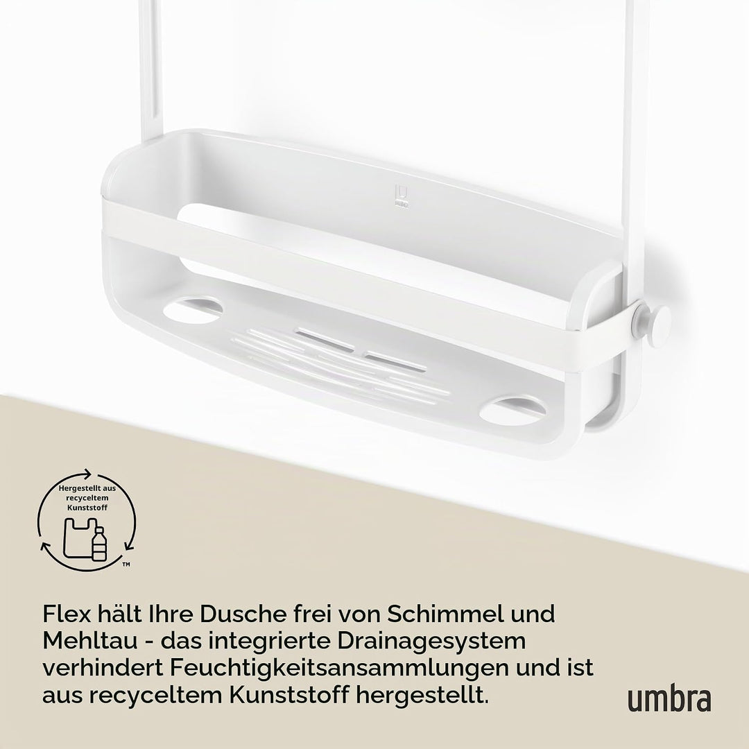 Umbra Flex Duschablage, Duschregal, Duschcaddy, Duschdiener, Weiss Weiss Duschablage mit 2 Fächern,