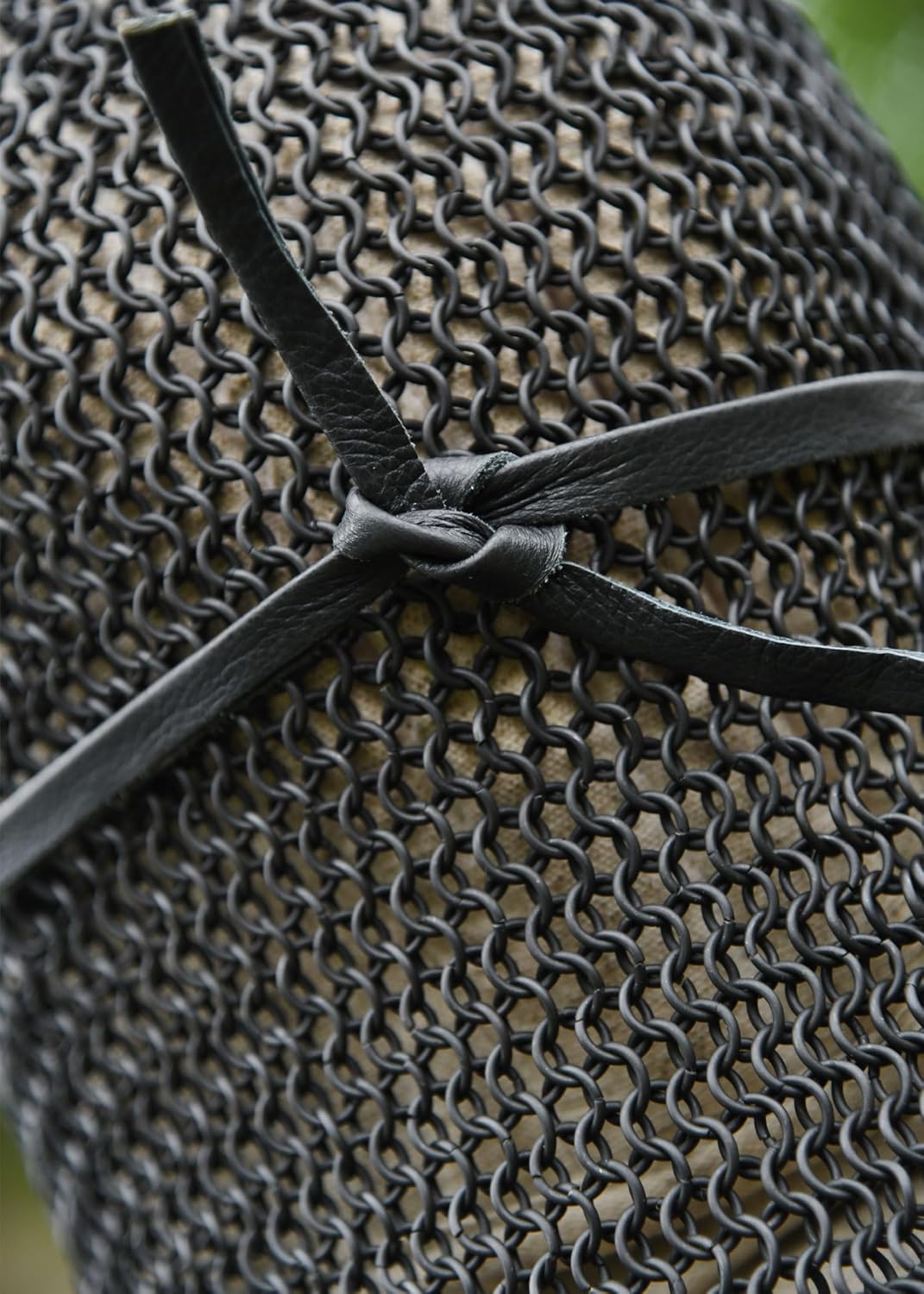 Kettenhaube mit quadratischem Mundschutz, ID8mm, brüniert - Mittelalter, LARP, Wikinger