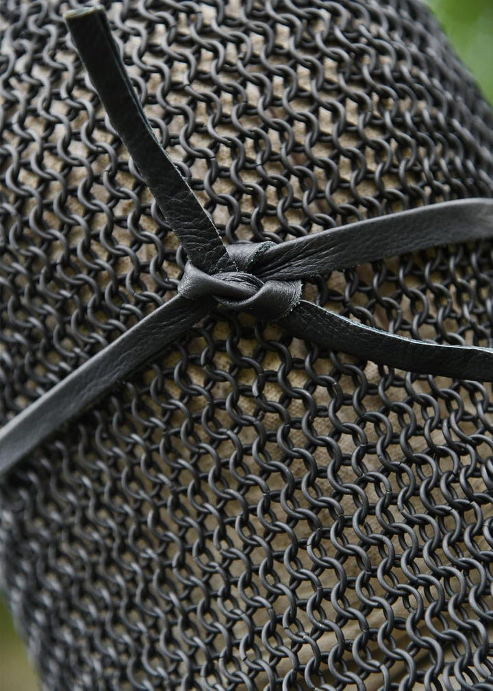 Kettenhaube mit quadratischem Mundschutz, ID8mm, brüniert - Mittelalter, LARP, Wikinger