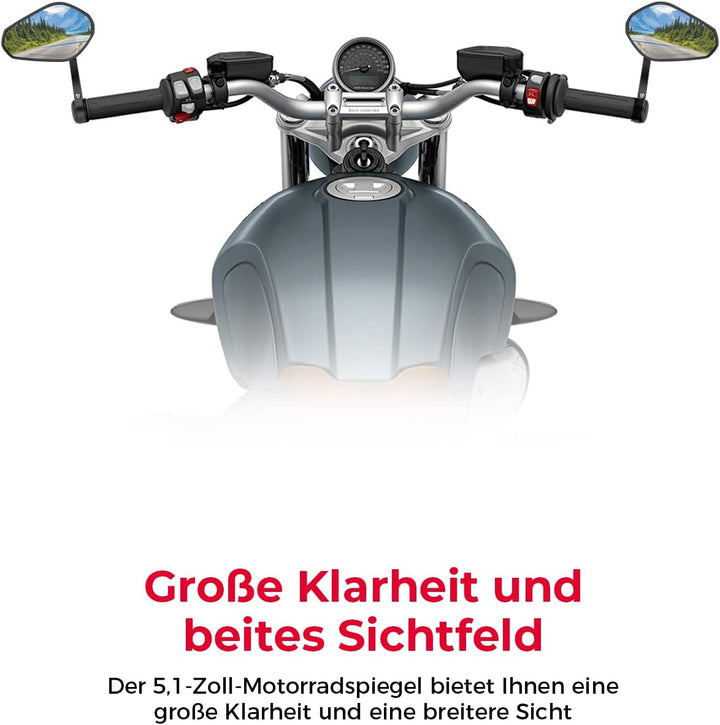 KEMIMOTO Lenkerendenspiegel Motorrad, 2 Stück Motorrad Spiegel Rückspiegel E-geprüft, 360°drehbarer