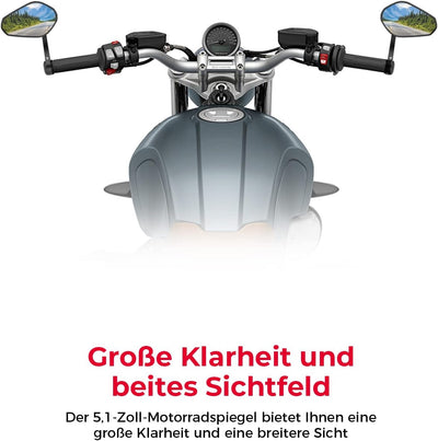 KEMIMOTO Lenkerendenspiegel Motorrad, 2 Stück Motorrad Spiegel Rückspiegel E-geprüft, 360°drehbarer