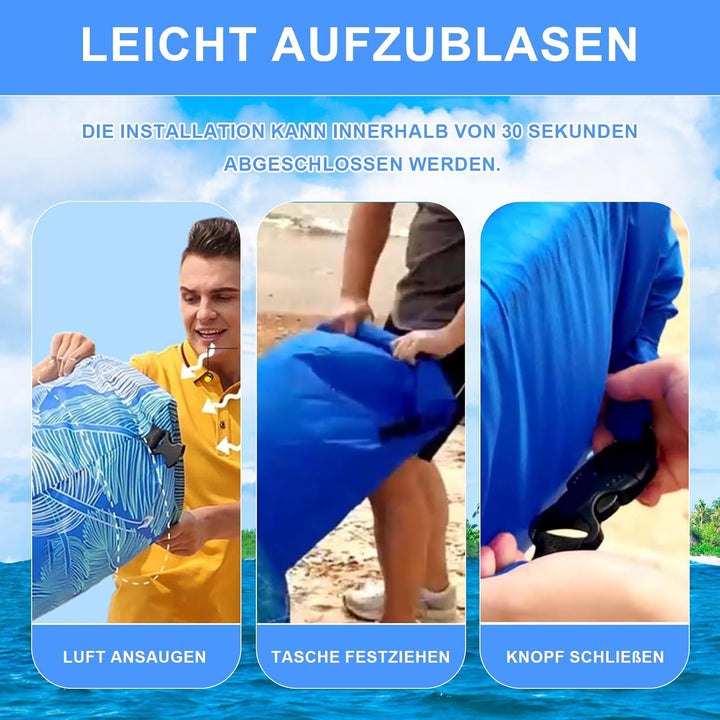 Aufblasbares Sofa (70 x 190 cm) mit Sonnenschutz | Luftliegestuhl, Outdoor-Luftkissen, Luftsitzsack,