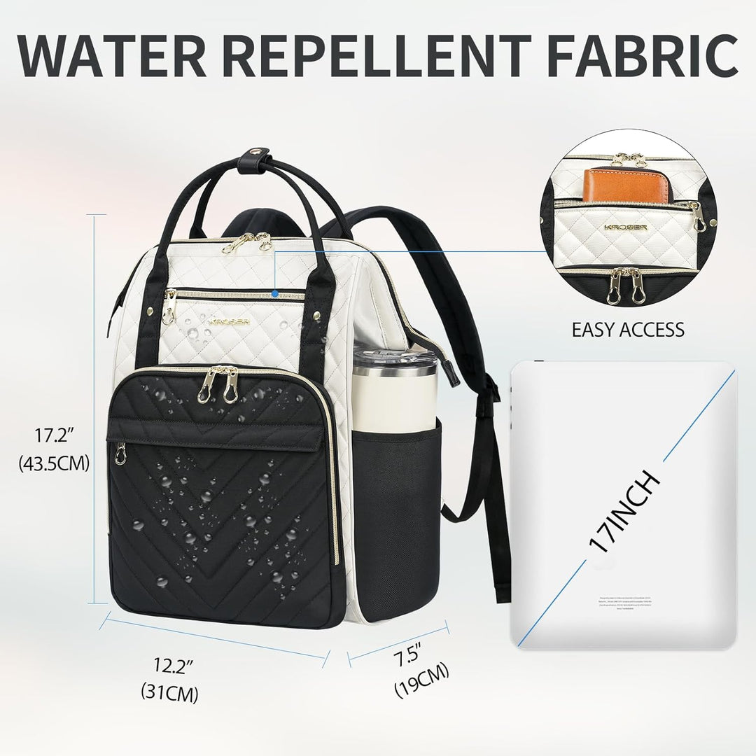 KROSER Laptop-Rucksack Damen 17 Zoll Business Reiserucksack Wasserdicht mit Hartgeschältem Sicherhei