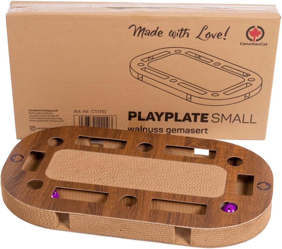 CanadianCat Company | PlayPlate Katzenspielplatz 65 x 35 x 5,8 cm mit integrierter Kratzpappe, inter