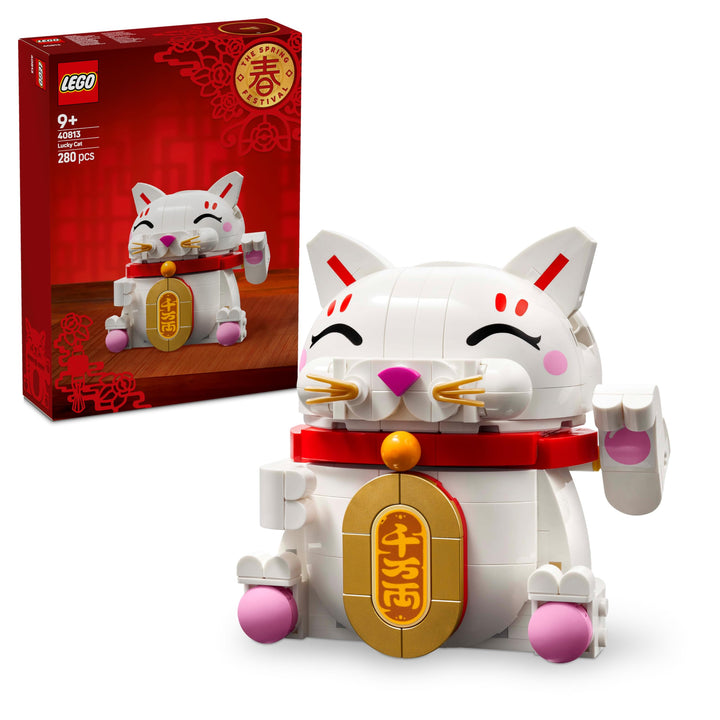 LEGO Glückskatze - Bauset für Erwachsene - Modellbau mit Tierfigur mit winkender Pfote sowie Goldmün