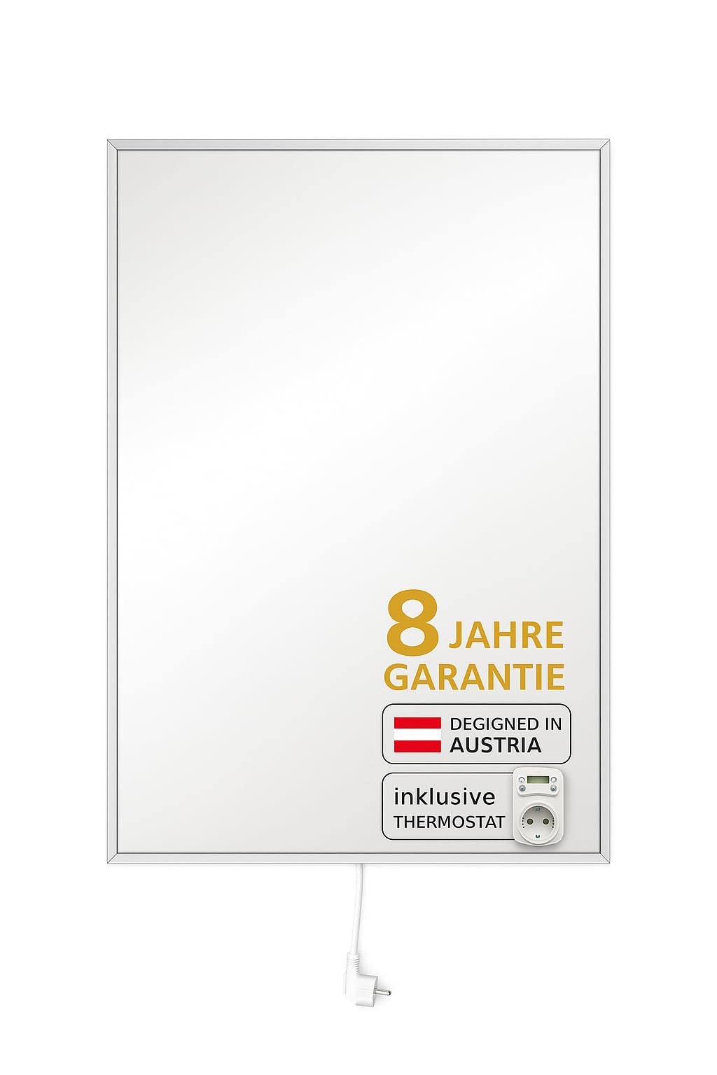 heatness Spiegel Infrarotheizung 600W 60x90 cm | Wandheizung inklusive Thermostat, energiesparende I